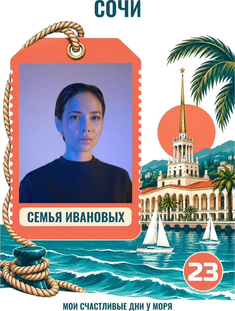 Сочи. Билет к морю — шаблон для печати